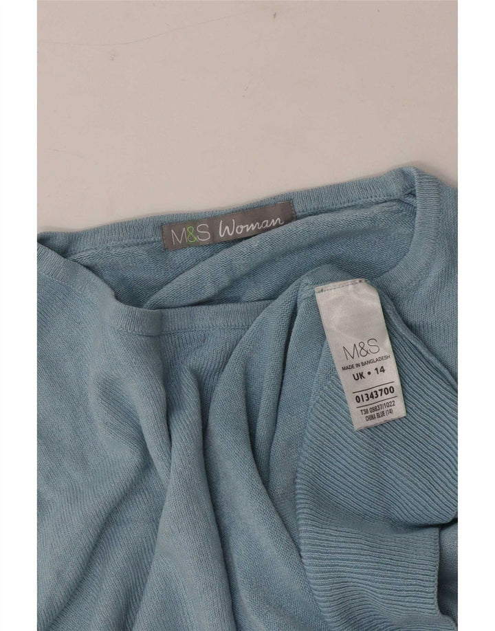 Marks & Spencer Dame sweater med rund hals DK 14 Stor blå akryl