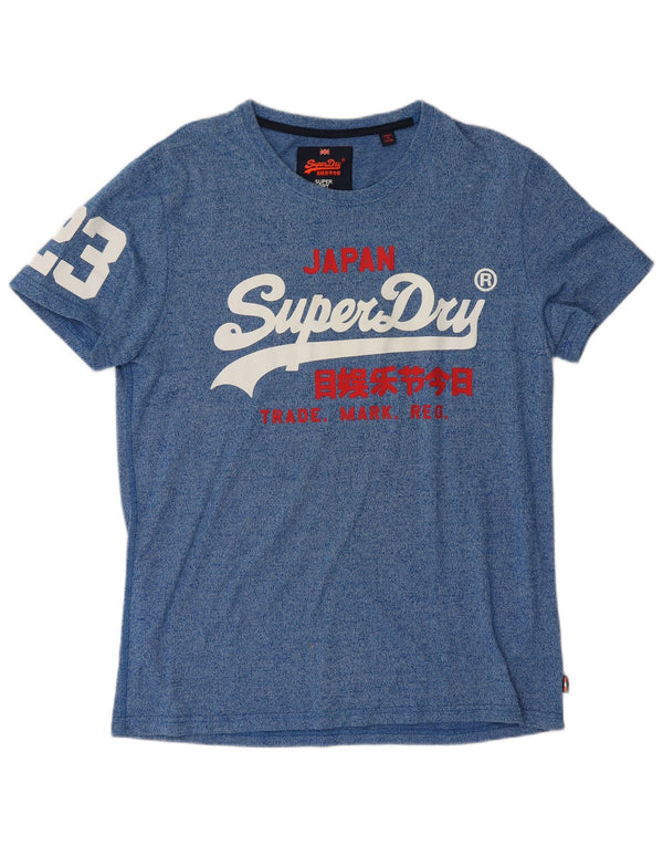 Superdry Grafisk T-shirt-top til mænd XL Blå Flecked Bomuld