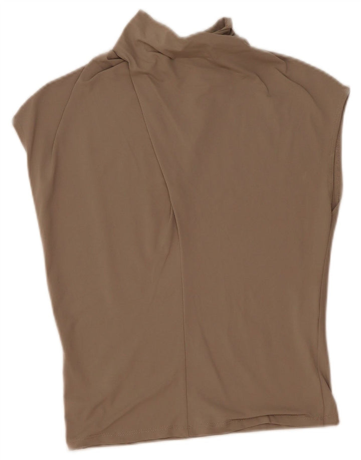 Zara Dame ærmeløs bluse Top UK 12 Medium Grå Polyamid