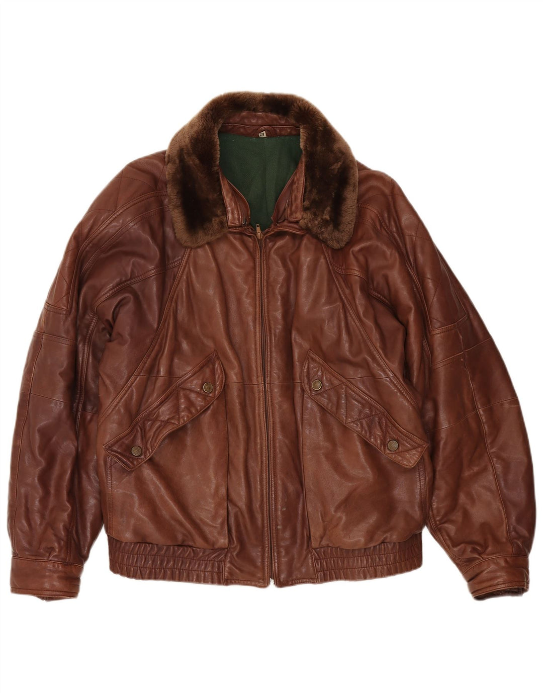 Vintage herre læderjakke IT 54 2XL Brun