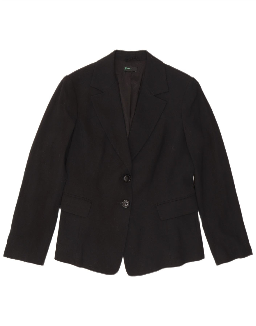 Benetton Dame 2 Button Blazer Jacket IT 46 Stor Sort Viscose