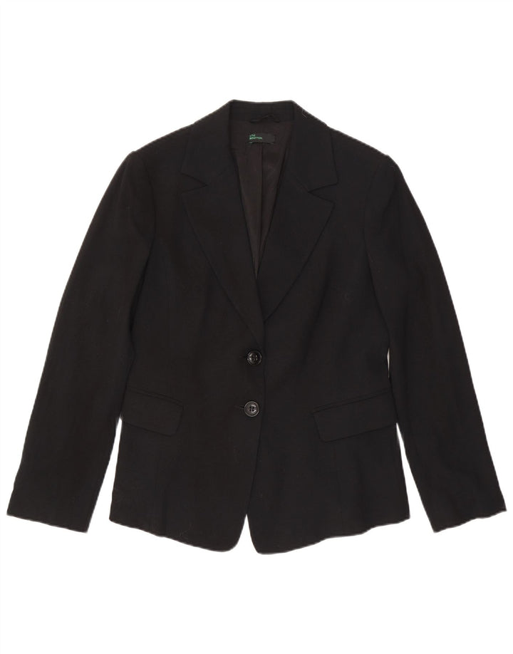 Benetton Dame 2 Button Blazer Jacket IT 46 Stor Sort Viscose