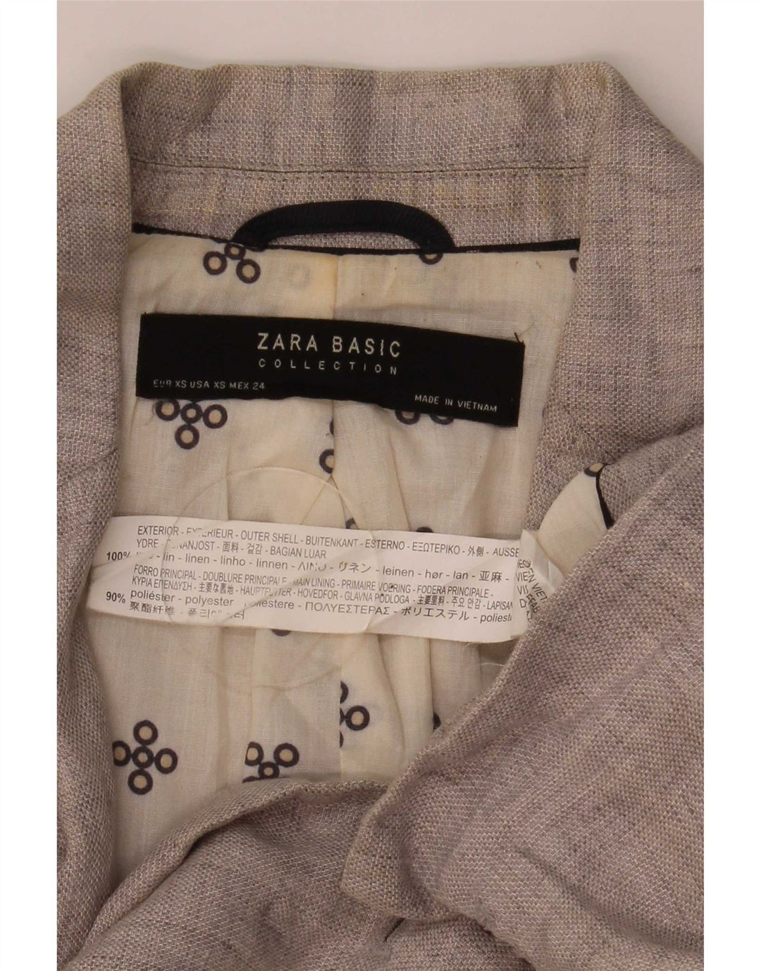 Zara Dame 1-knaps blazerjakke UK 6 XS Grå hør