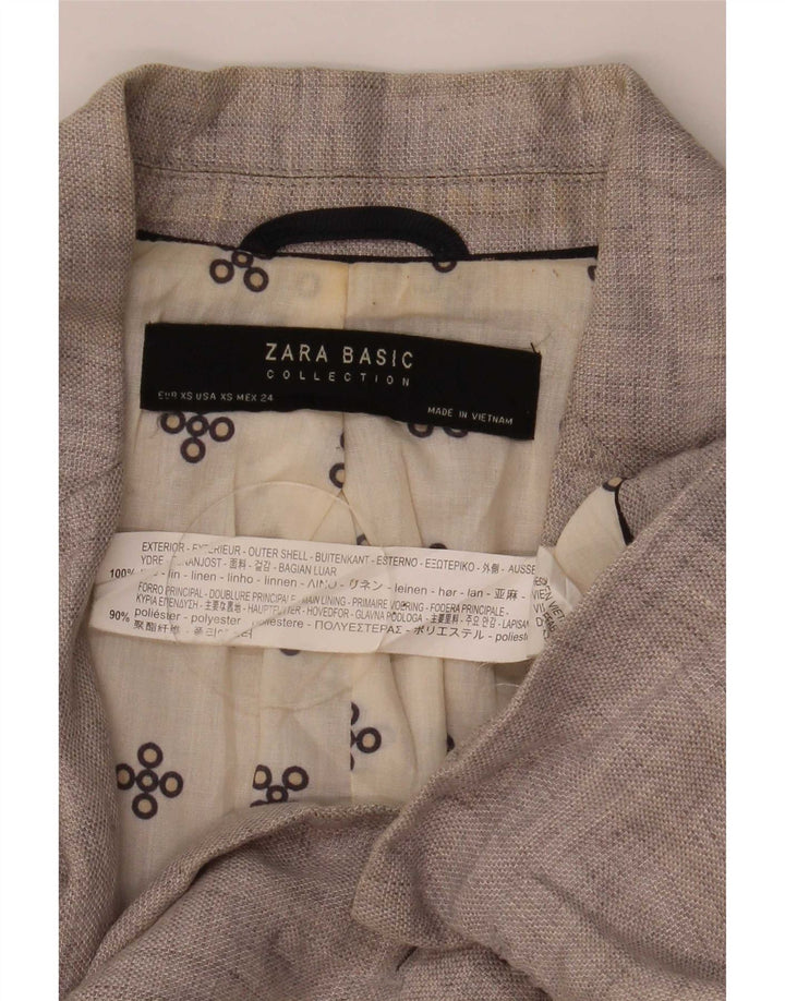 Zara Dame 1-knaps blazerjakke UK 6 XS Grå hør