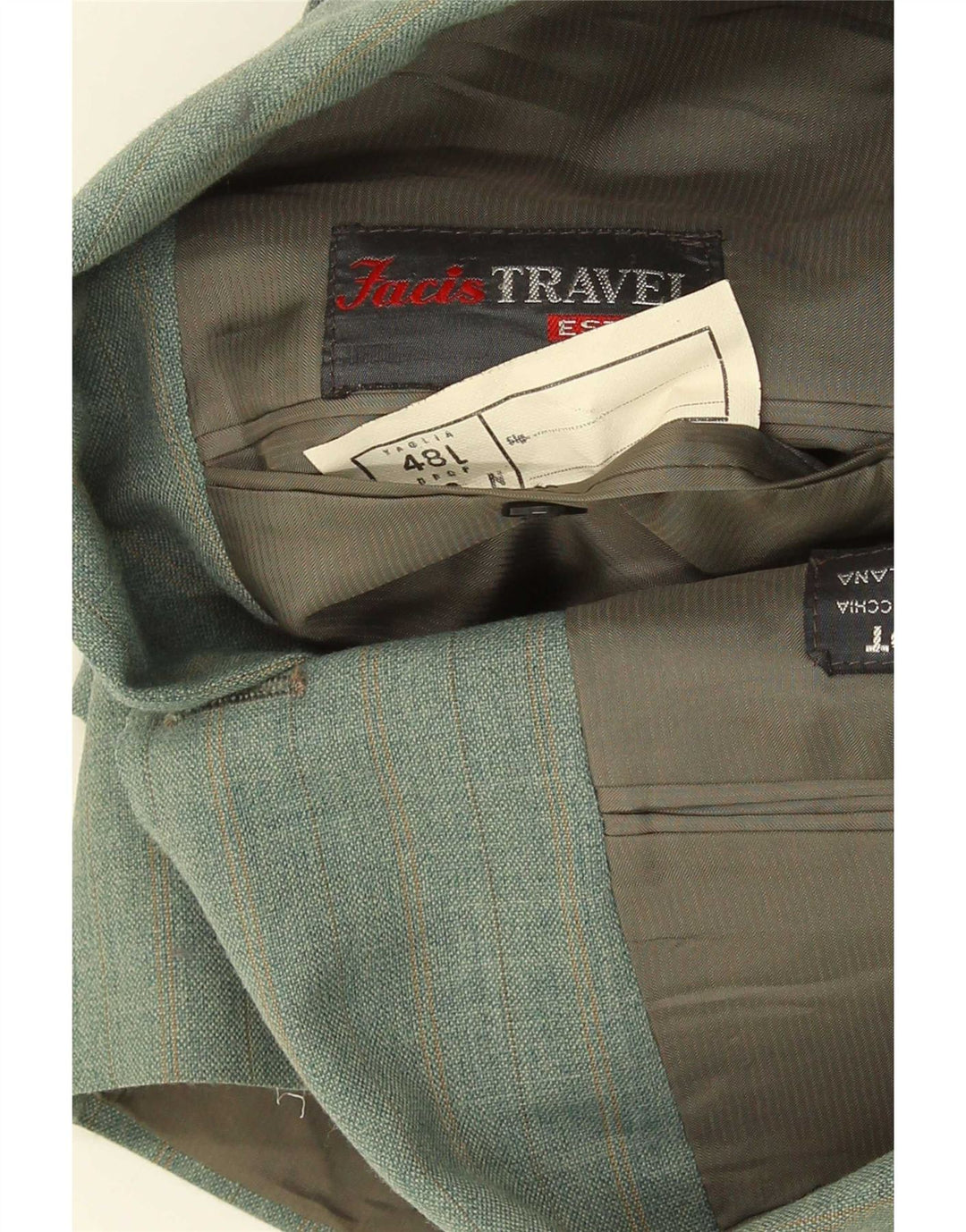 Facis Mens 3 Button Blazer Jacket IT 48 Medium Green Check Terital