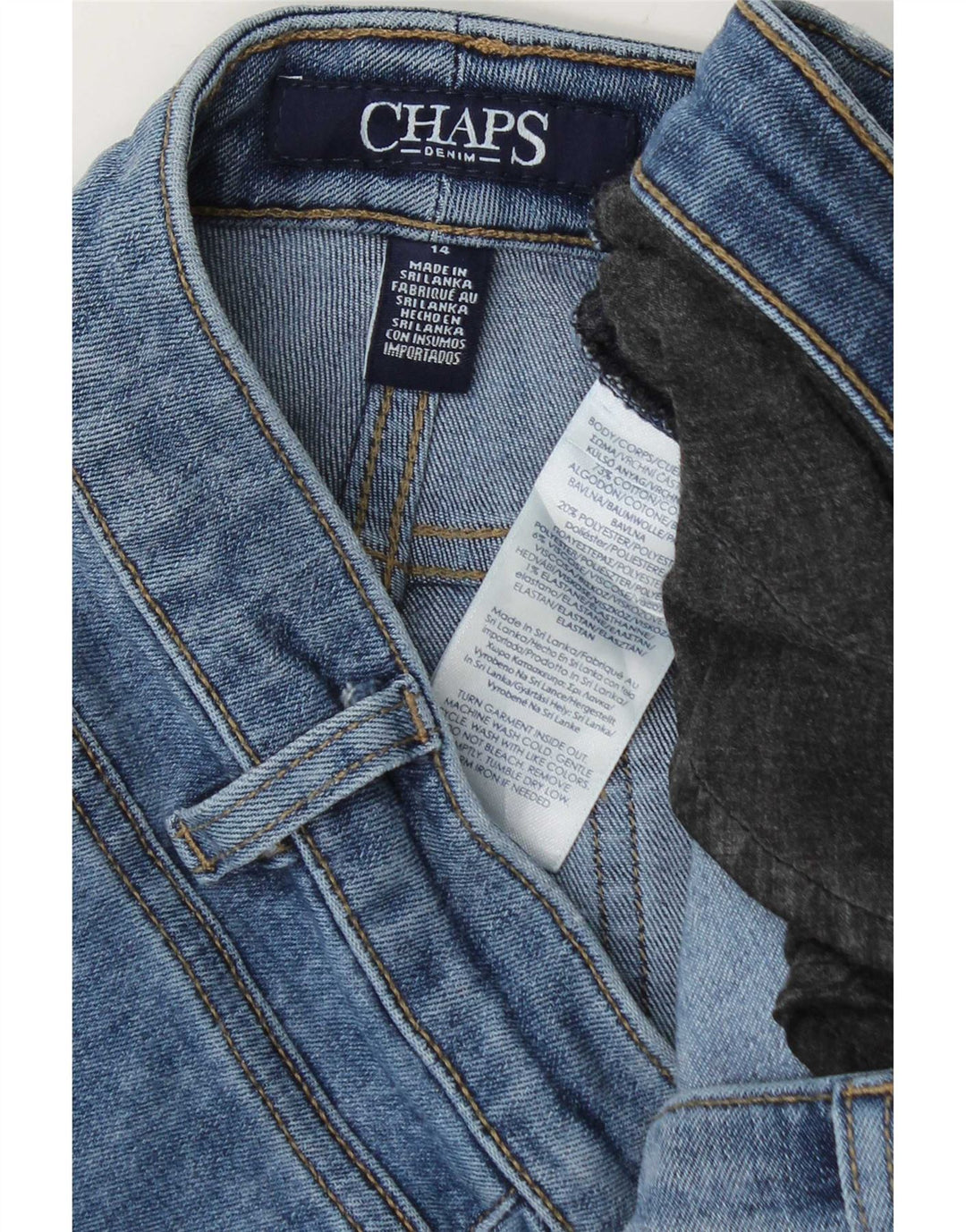 Chaps denimshorts til kvinder US 14 XL W36 blå plettet bomuld