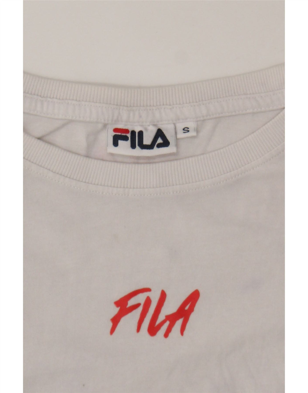 FILA Womens Oversized Crop T-Shirt Top UK 10 Small White Colourblock Vintage Fila and Second-Hand Fila from Messina Hembry 