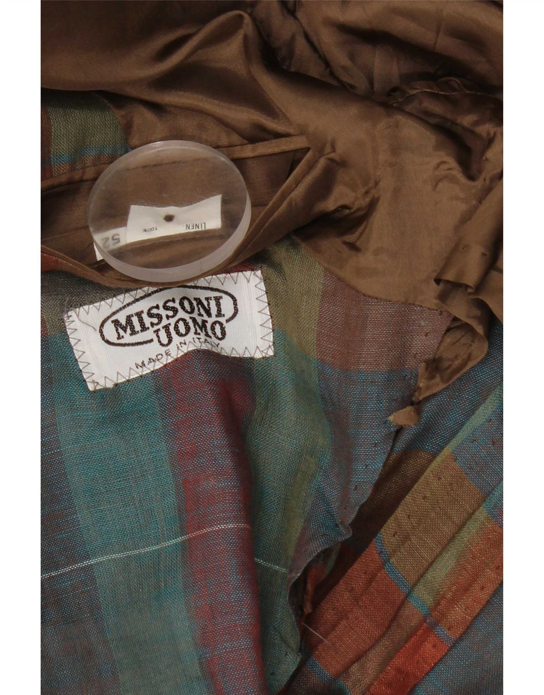 Missoni Herre 1-knap blazerjakke IT 52 XL Flerfarvet ternet linned