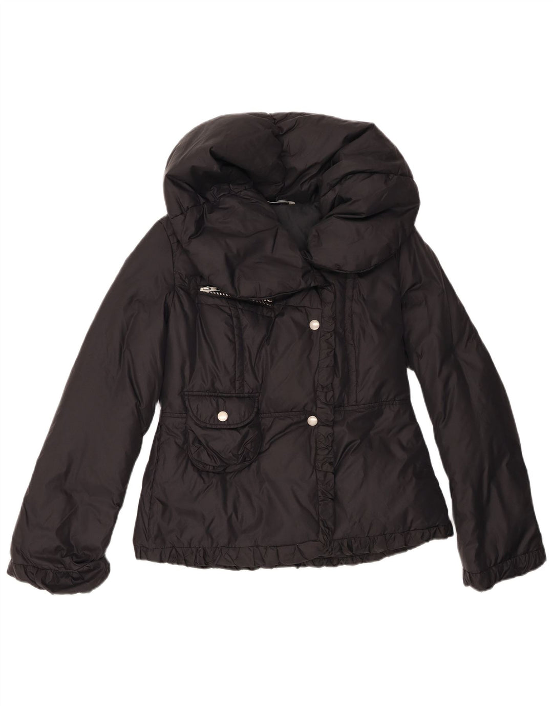 Stefanel Dame Polstret Jakke UK 12 Medium Sort Nylon