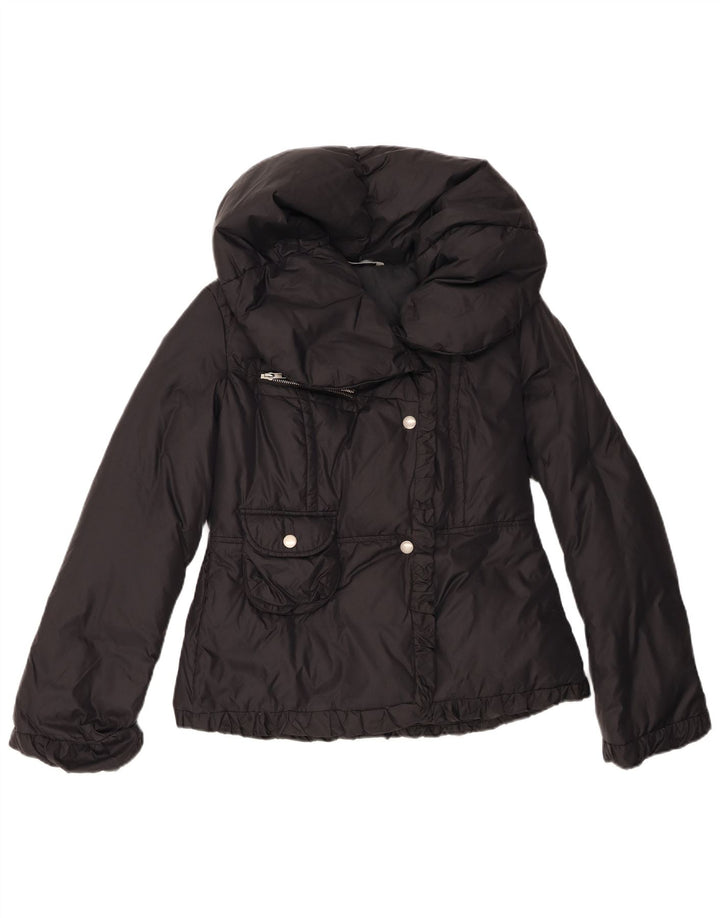 Stefanel Dame Polstret Jakke UK 12 Medium Sort Nylon