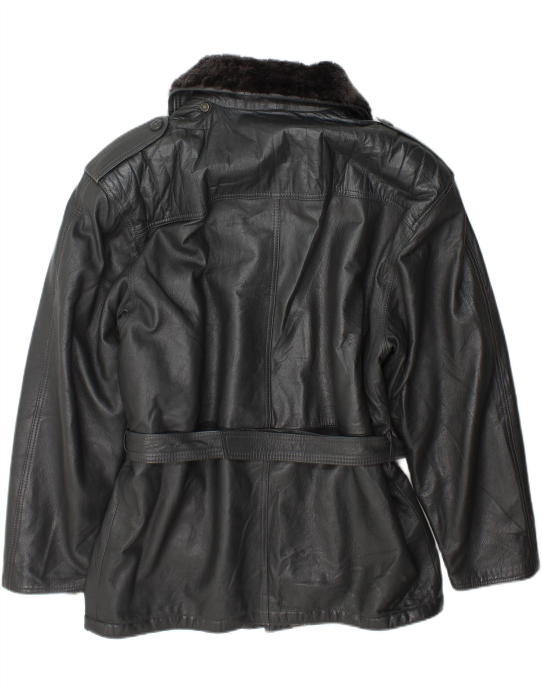 Vintage Herre Military Læderjakke IT 54 2XL Grå