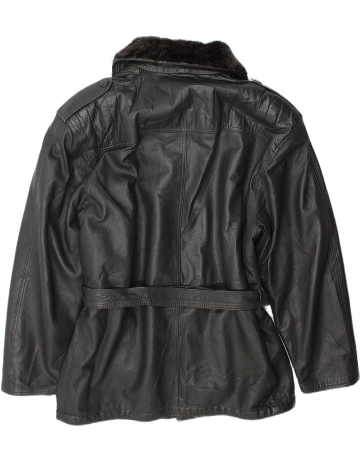 Vintage Herre Military Læderjakke IT 54 2XL Grå