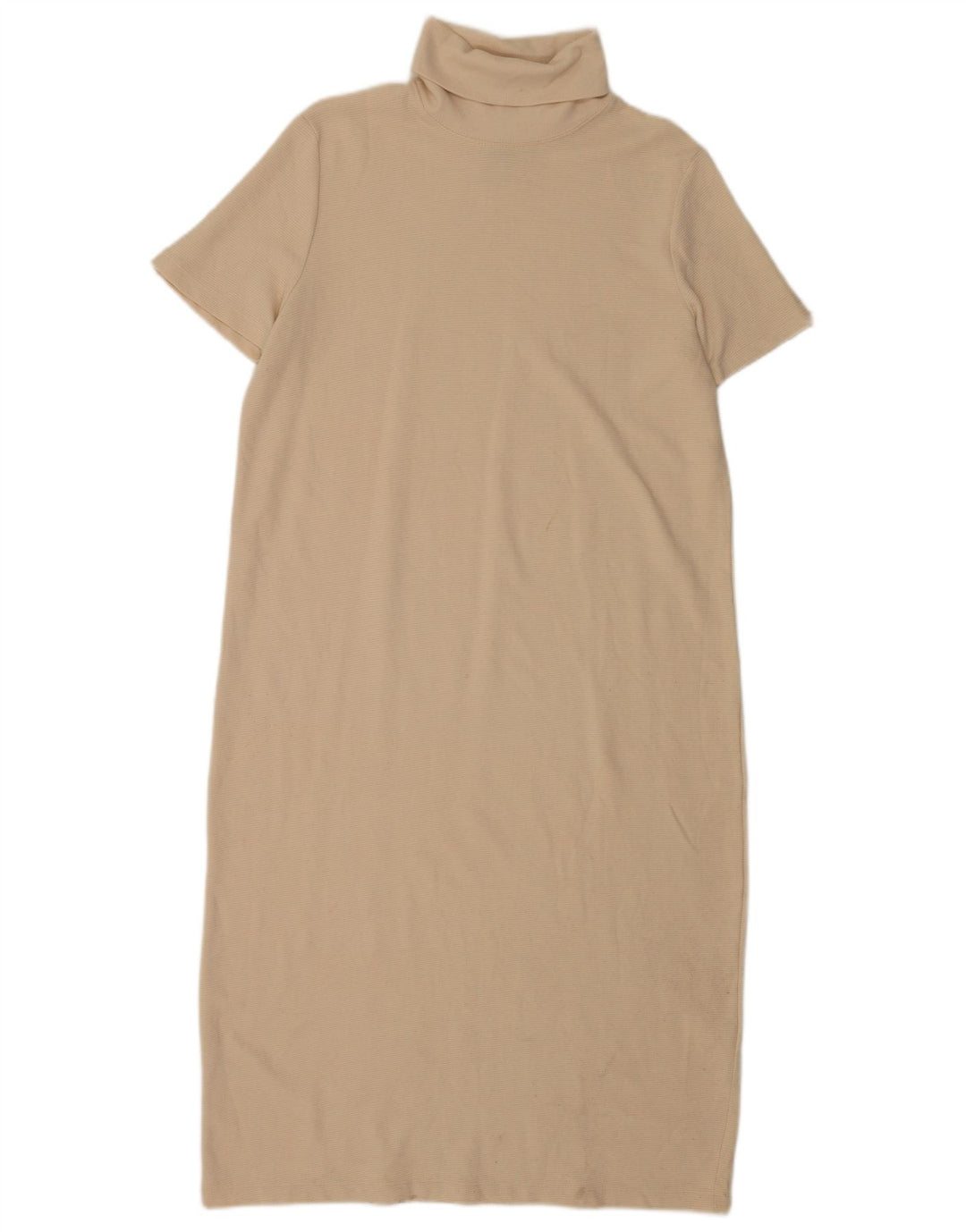 Zara Dame Maxi Kjole UK 16 Stor Beige Bomuld