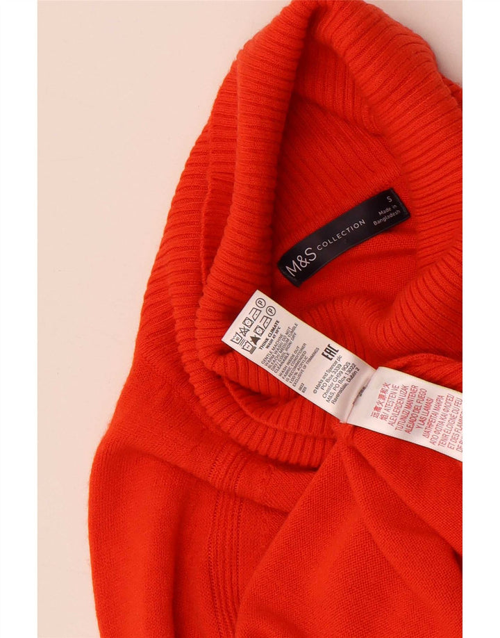 Marks & Spencer Dame Rullehals Sweater UK 10 Lille Rød Akryl