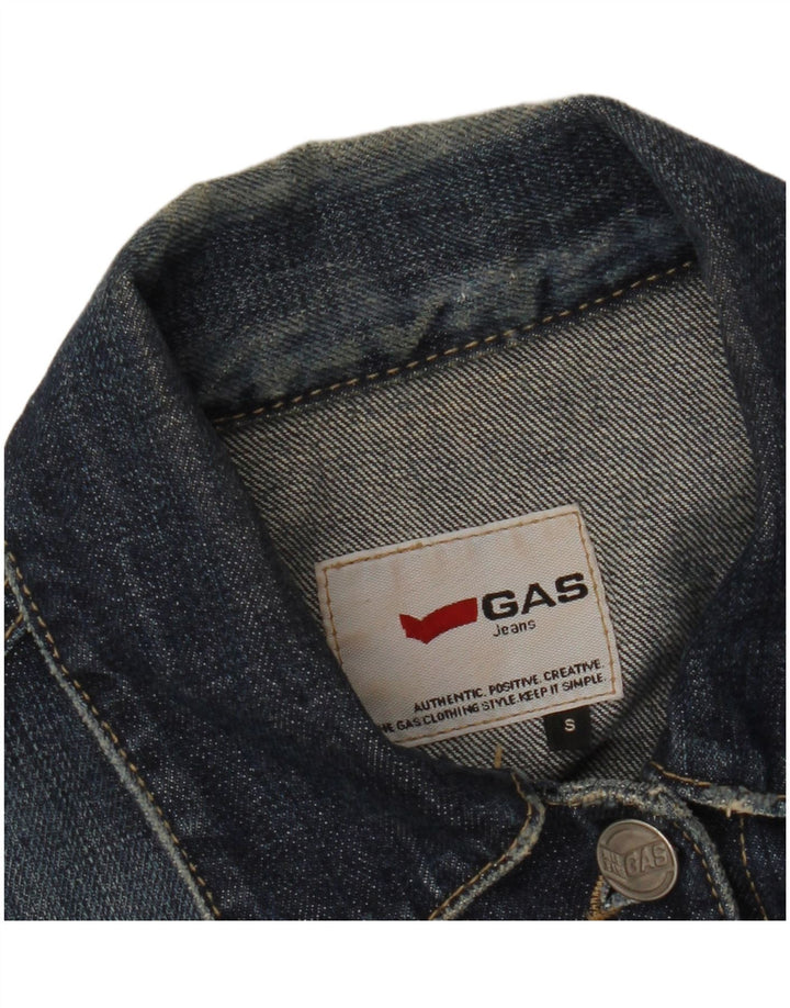 GAS Dame Crop Denim Jacket UK 10 Small Blue Cotton