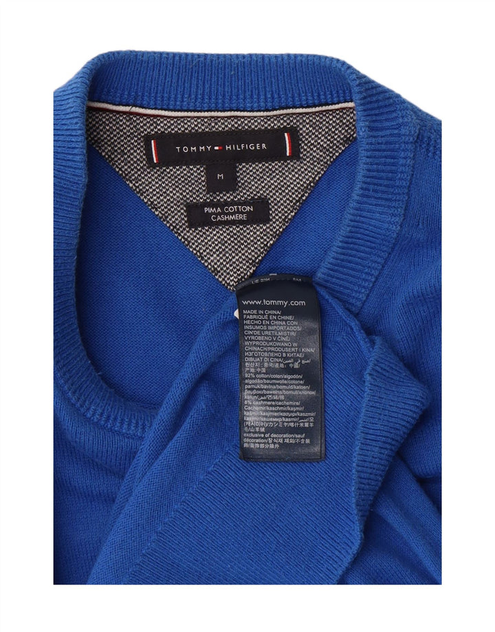 TOMMY HILFIGER Mens Boat Neck Jumper Sweater Medium Blue Cotton Vintage Tommy Hilfiger and Second-Hand Tommy Hilfiger from Messina Hembry 