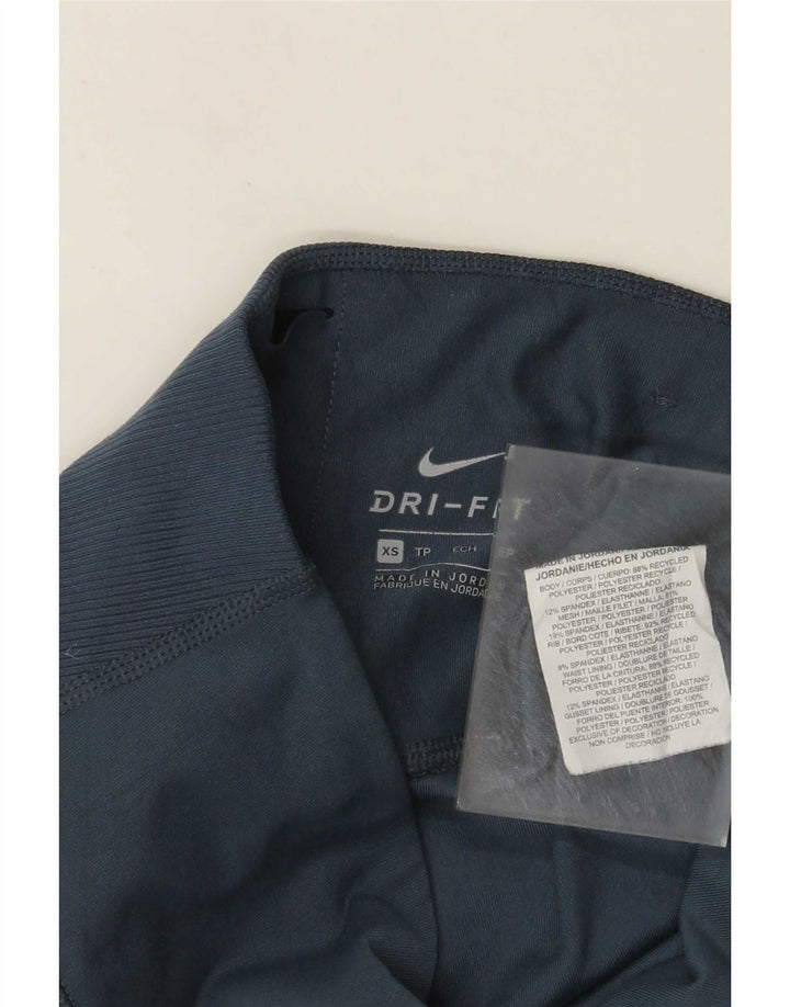 Nike Dame Dri Fit Leggings UK 4 XS Navy Blue Polyester