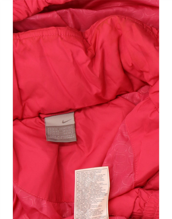 NIKE grafisk polstret hættejakke til kvinder UK 10/12 Medium Pink Polyester