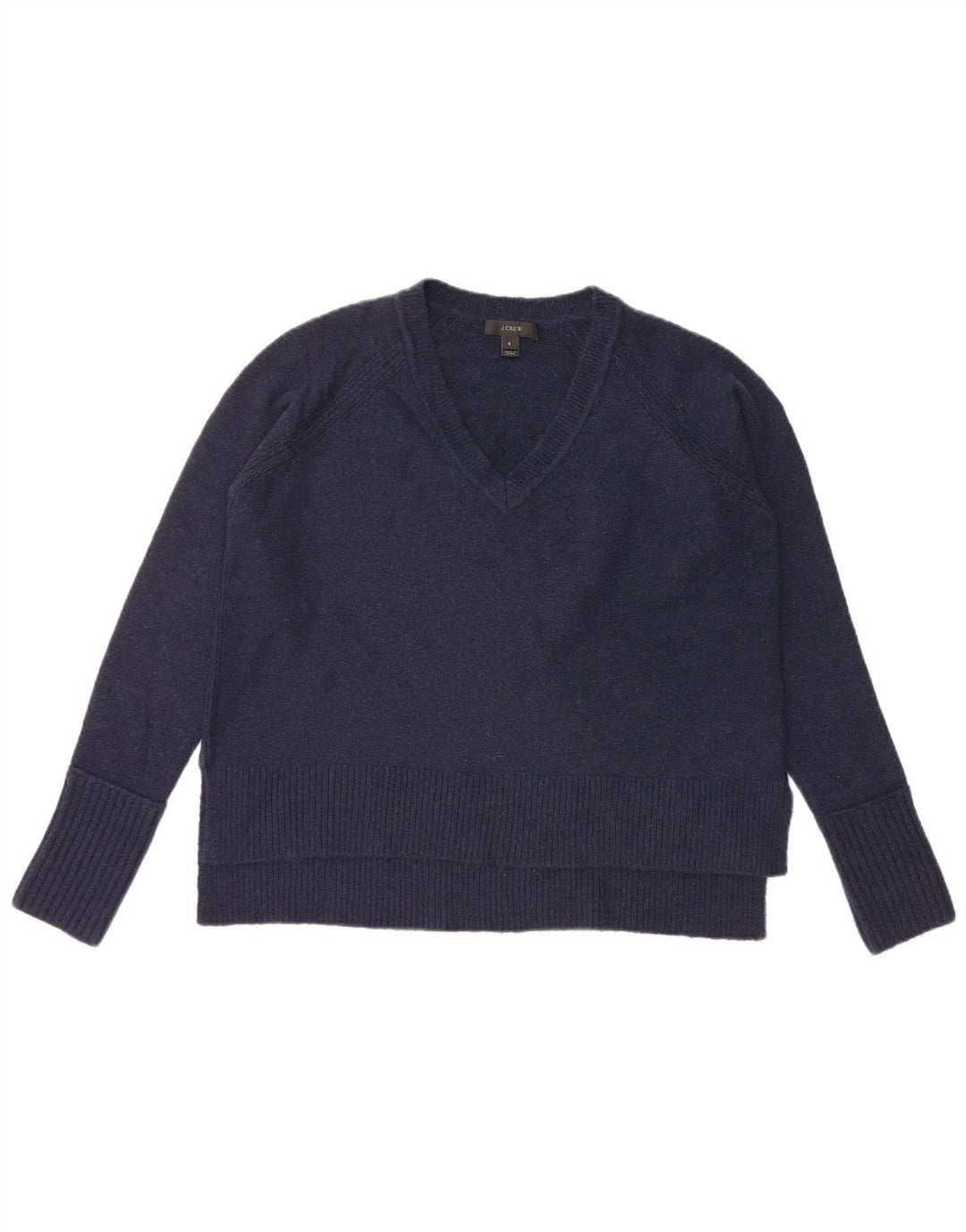 J. CREW Dame Oversized V-hals sweater UK 10 Small Navy Blue