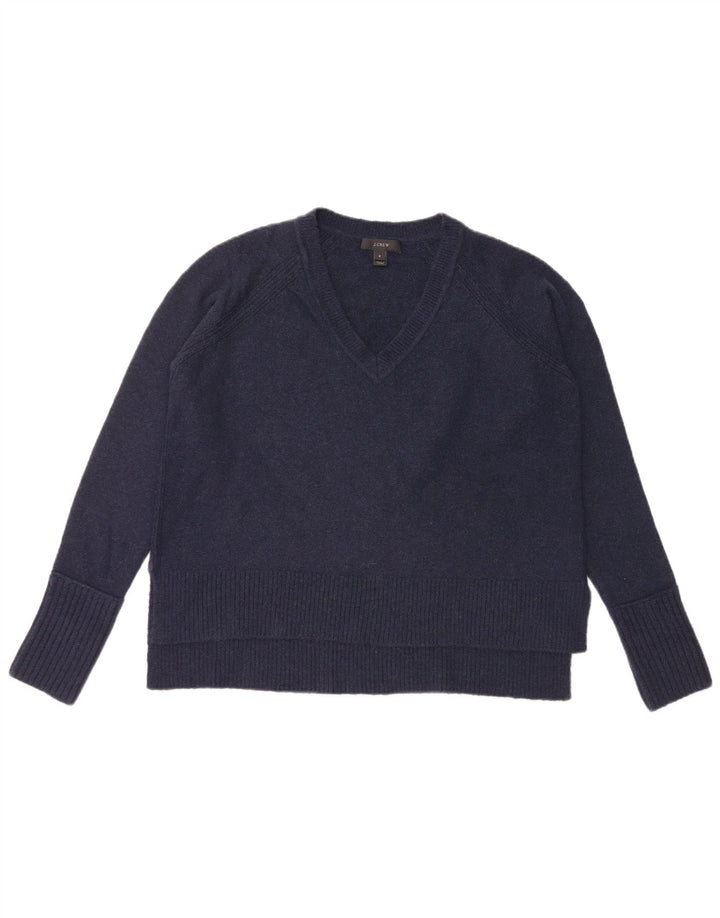 J. CREW Dame Oversized V-hals sweater UK 10 Small Navy Blue