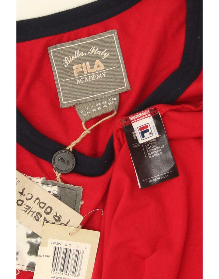 Fila Herre T-Shirt Top XL Rød Bomuld