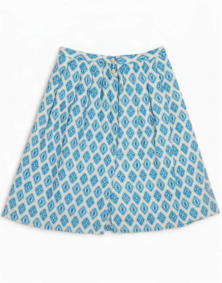 Elle Erre Kvinder plisseret nederdel IT 44 Medium W29 Blå Geometrisk Viscose