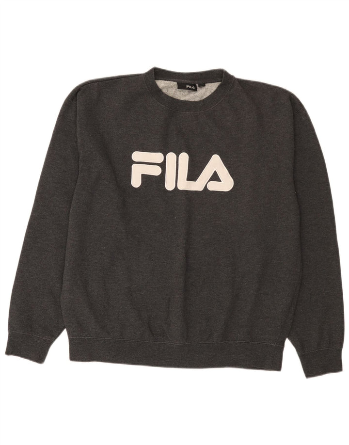 Fila Herre Grafisk Regular Fit Sweatshirt Jumper Medium Grå Bomuld