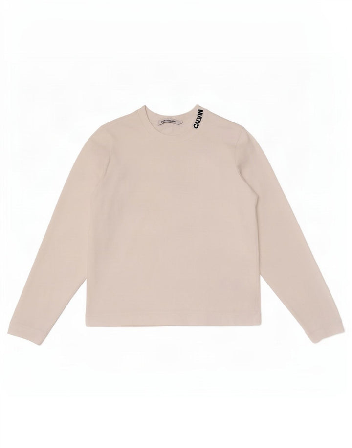 Calvin Klein Jeans Dame Top Langærmet UK 10 Small White