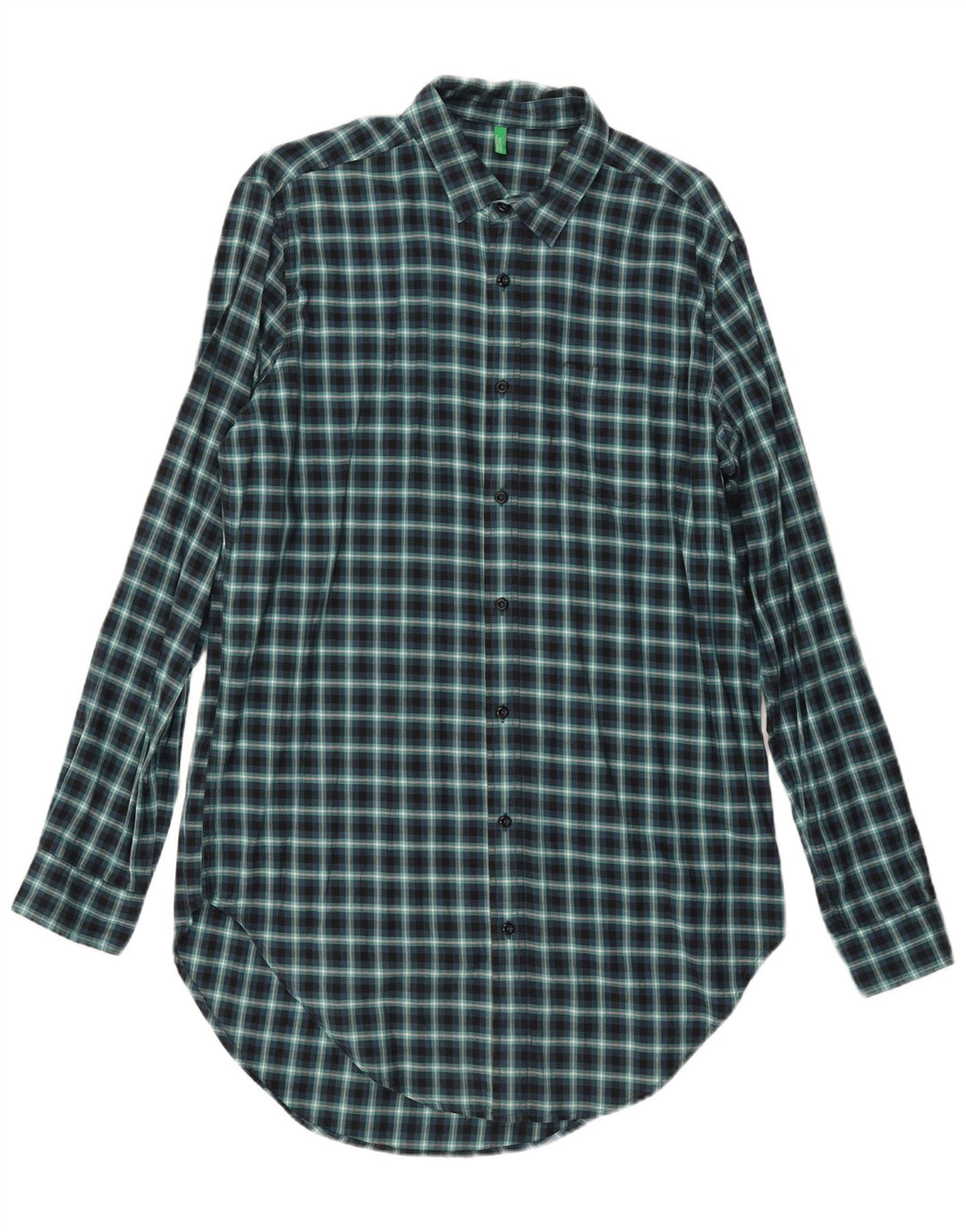 Benetton Herre høj flannelskjorte Stor marineblå Gingham