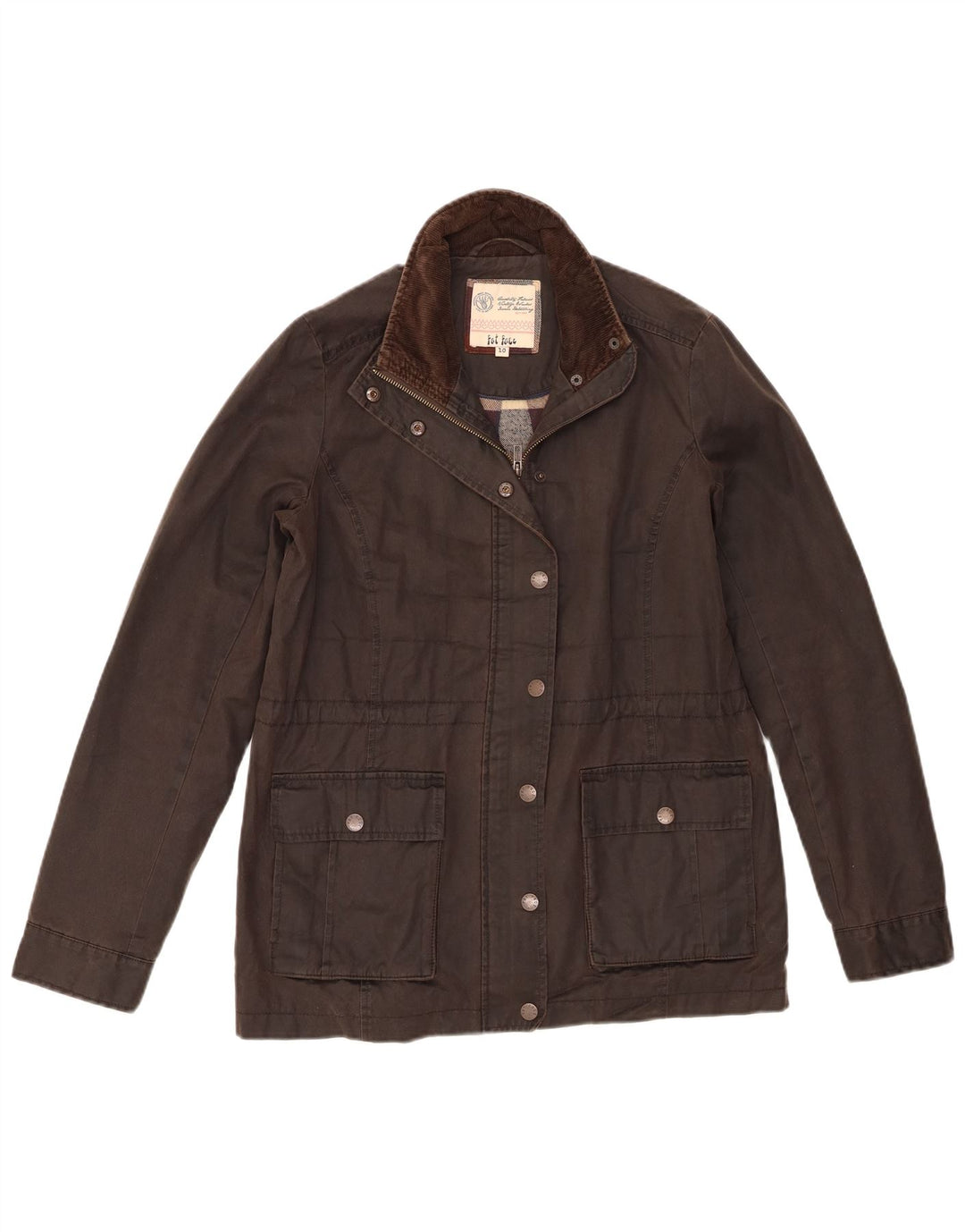 Fat Face Womens vokset bomuldsjakke UK 10 Small Brown Bomuld