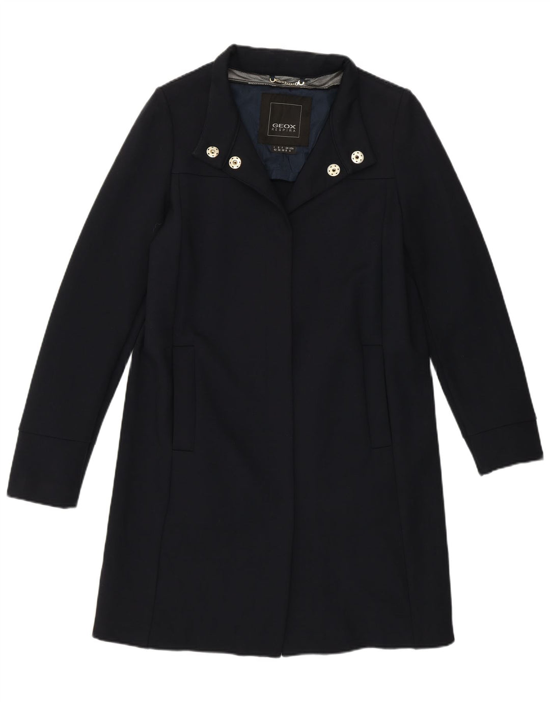 Geox Womens Respira Overfrakke UK 8 Small Navy Blue Cotton