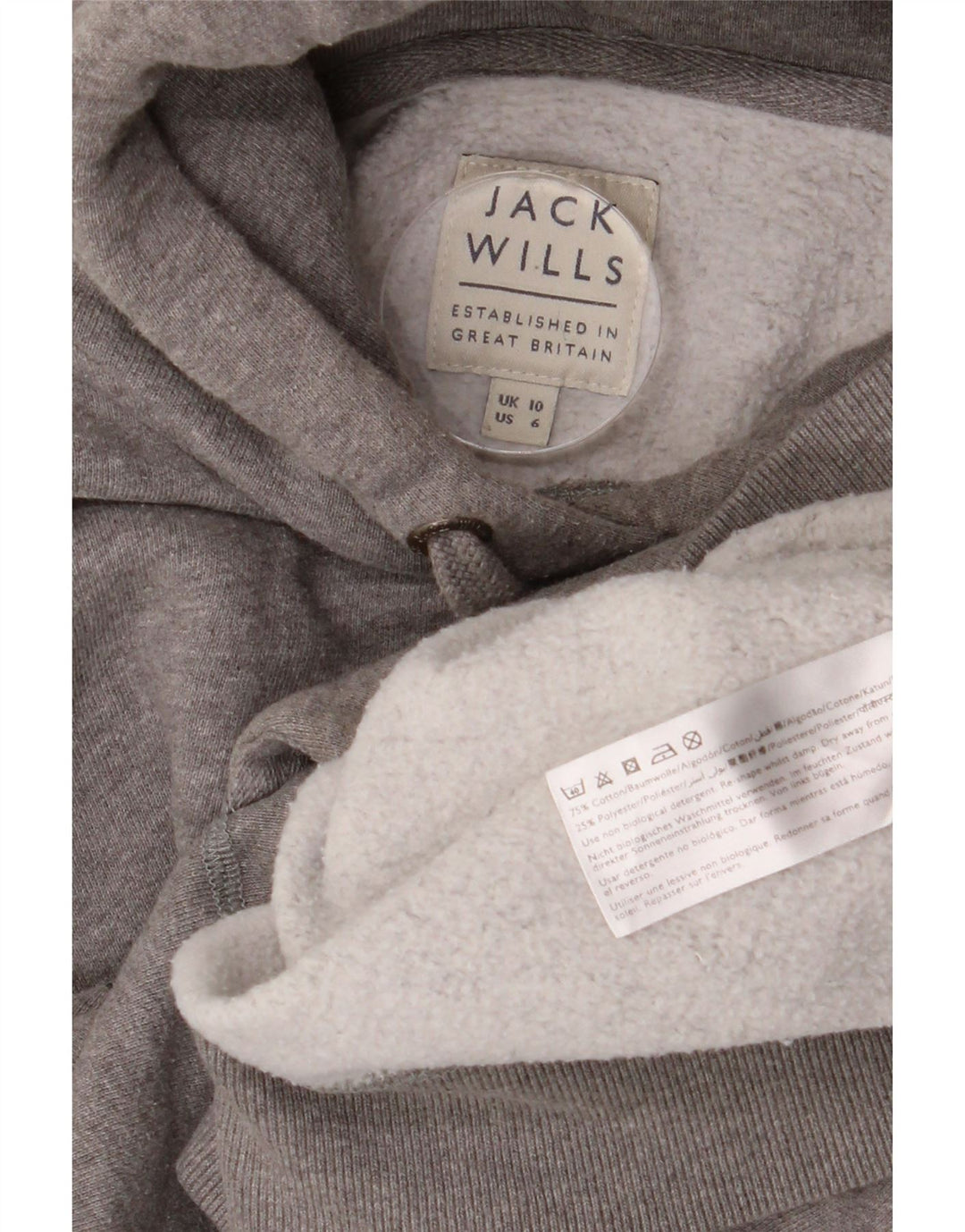 JACK WILLS Dame Salcombe Devon Oversized hættetrøje Jumper UK 10 Lille Grå