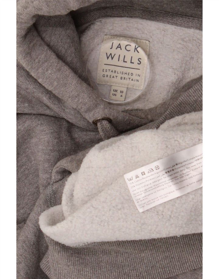 JACK WILLS Dame Salcombe Devon Oversized hættetrøje Jumper UK 10 Lille Grå