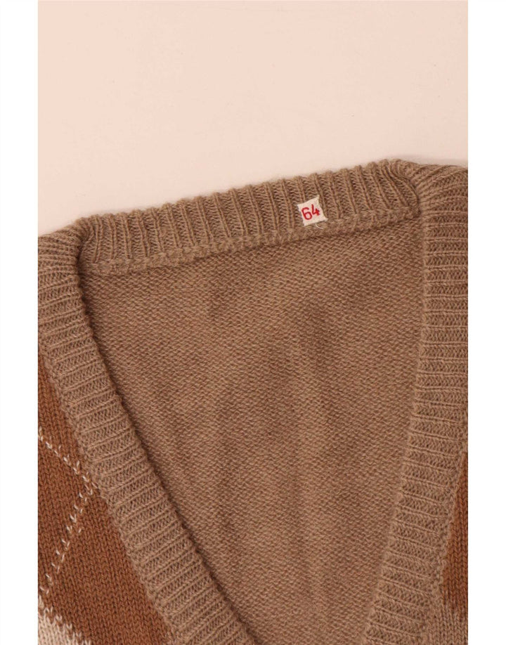 Vintage herrevest tanktop lille beige argyle/diamant akryl