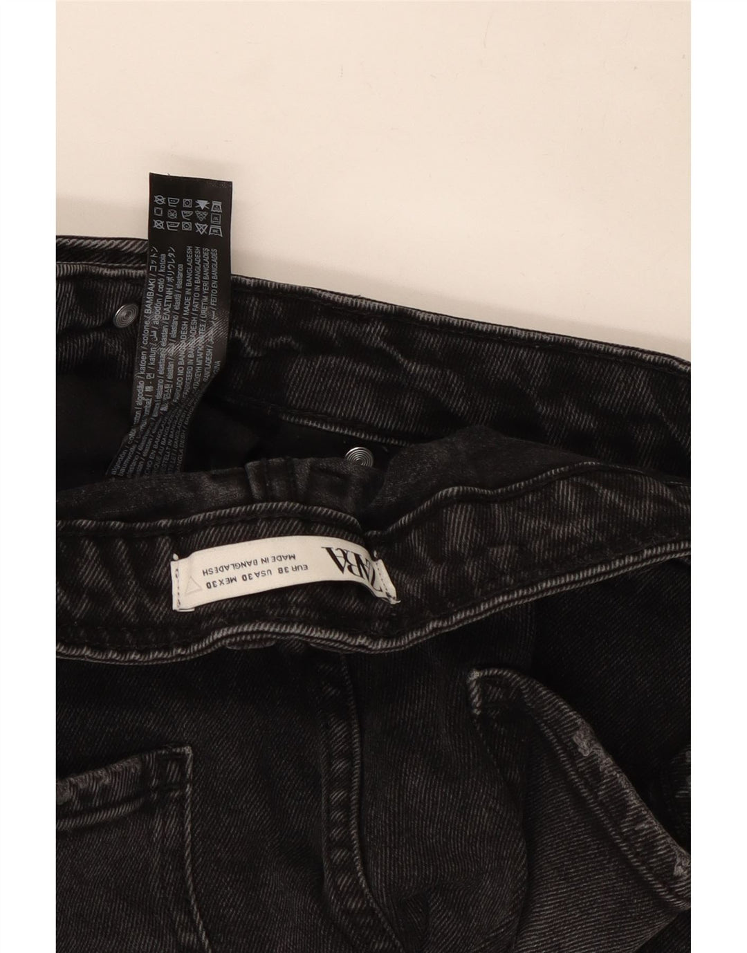 Zara Herre Denim Shorts EU 38 Small W30 Black Bomuld