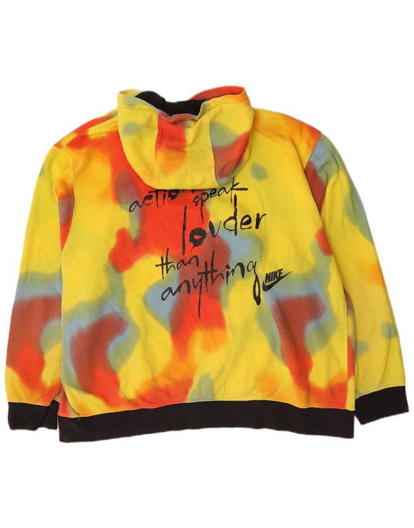 Nike Mens Graphic Hoodie Jumper 2XL Yellow Tie Dye Cotton