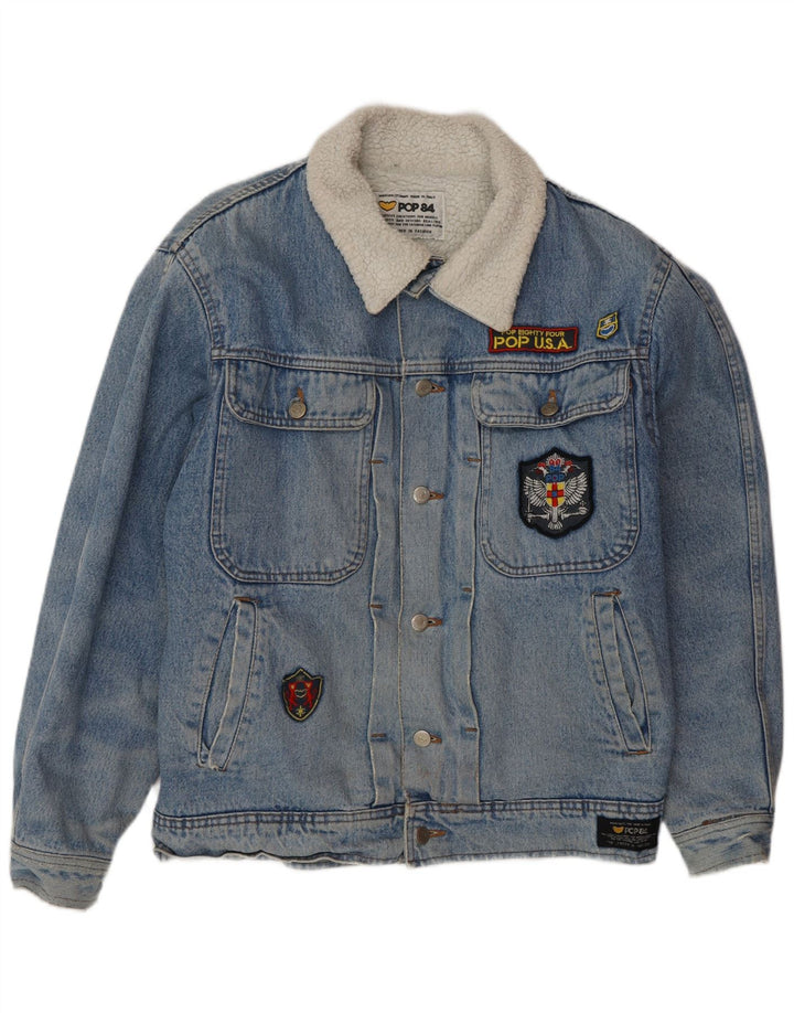 POP 84 Herre Denim Sherpa Jacket UK 38 Medium Blue