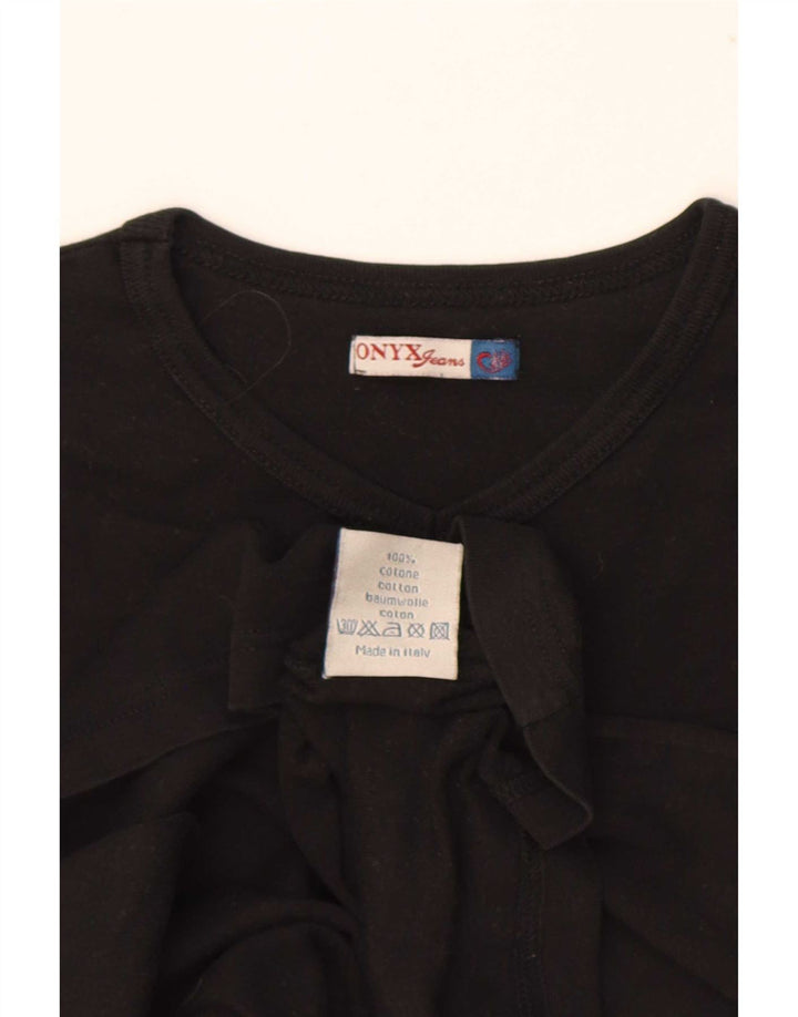 Onyx Dame Crop Top Langærmet UK 14 Stor Sort Bomuld