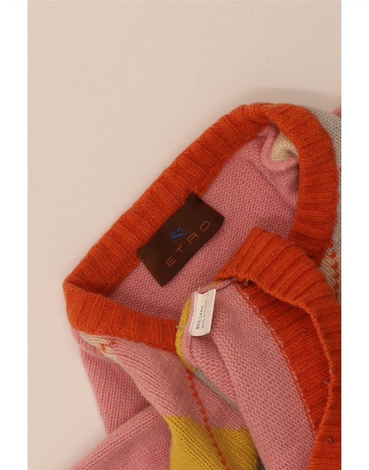 Etro sweater med rund hals til kvinder UK 12 Medium Pink Argyle/Diamond Wool