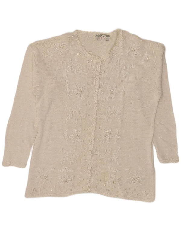 Paramour Dame Cardigan Sweater One Size Hvid Blomster Ramie