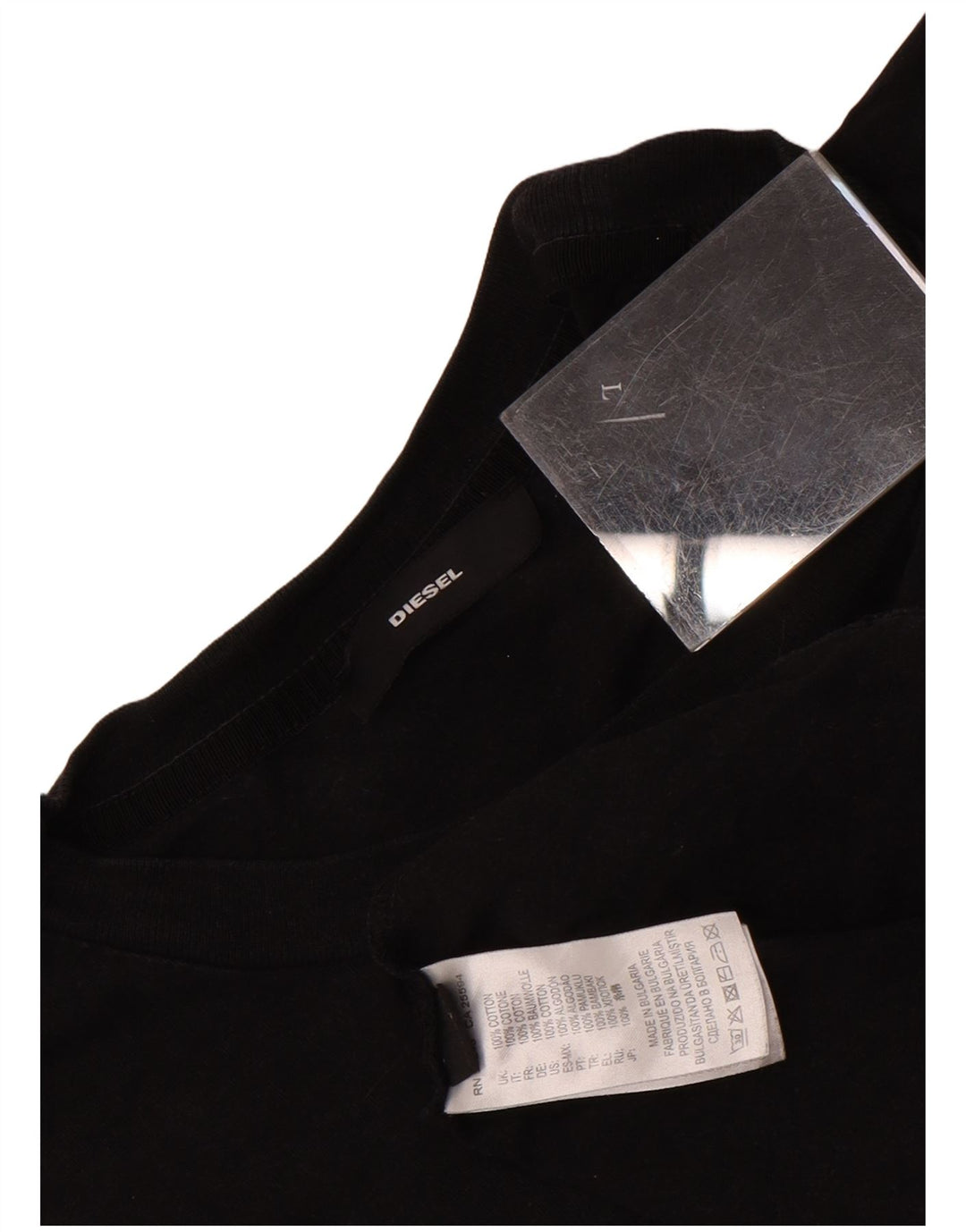Diesel Herre Grafisk T-Shirt Top Stor Sort Bomuld