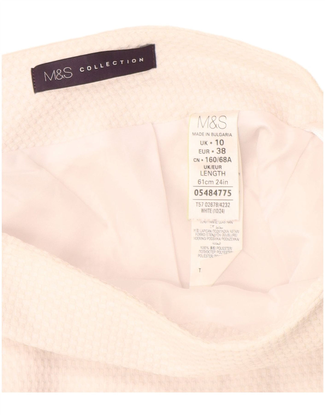 Marks & Spencer Pencil Nederdel til kvinder UK 10 Small W30 White Polyester