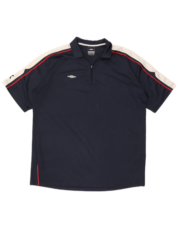 Umbro Poloskjorte med lynlås til mænd 2XL Marineblå Colourblock Polyester