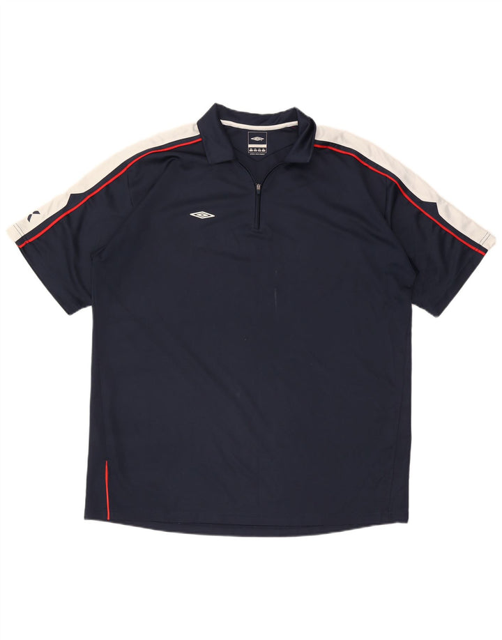 Umbro Poloskjorte med lynlås til mænd 2XL Marineblå Colourblock Polyester