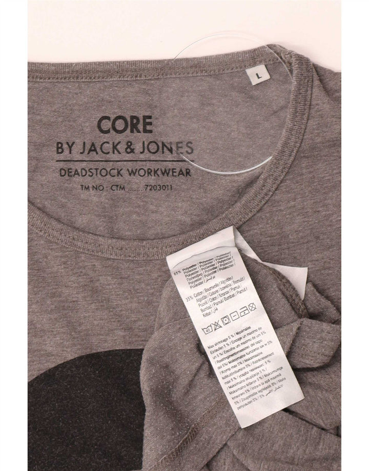 Jack & Jones Herre Core Grafisk T-Shirt Top Stor Grå Polyester