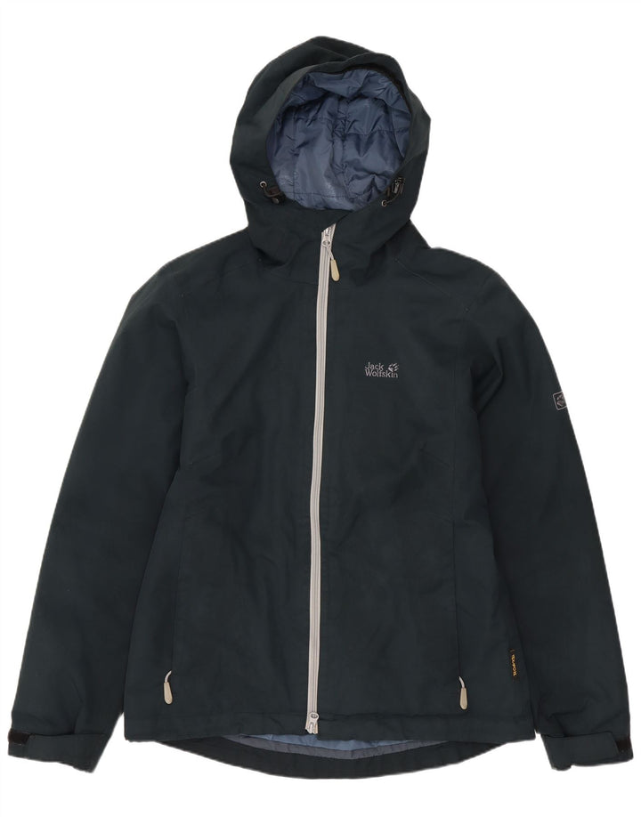 JACK WOLFSKIN Dame hætte vindjakke UK 12 Medium Navy Blue