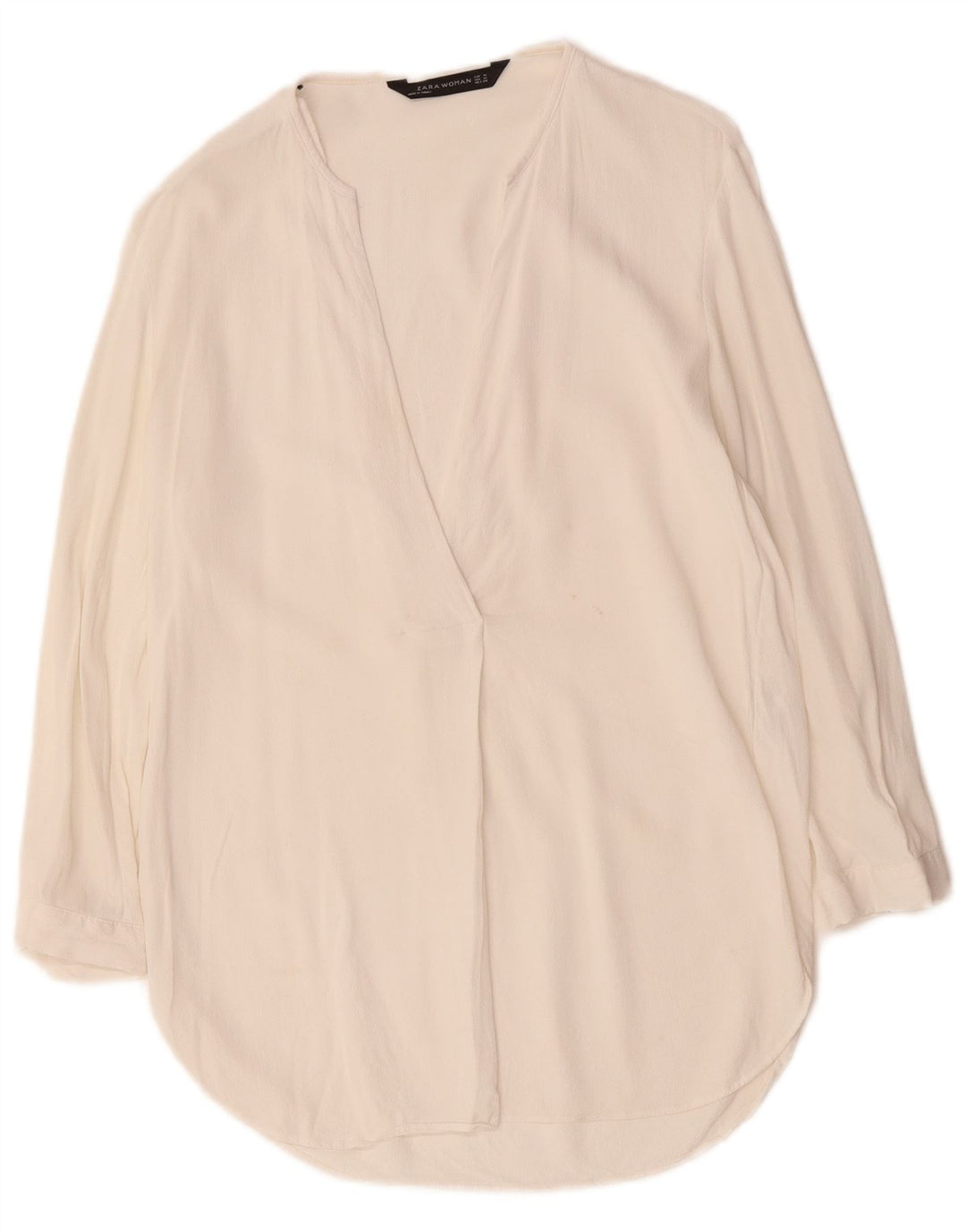 ZARA Dame 3/4 ærmet bluse Top UK 14 Medium White Viscose