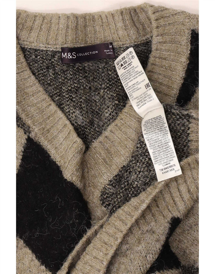 Marks & Spencer Herre V-hals sweater Medium Khaki Argyle/Diamond