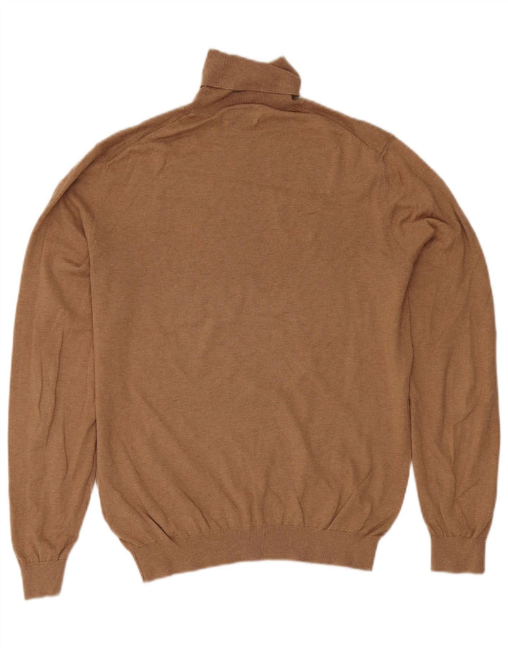 Massimo Dutti Herre Roll Neck Jumper Sweater Stor Beige Bomuld