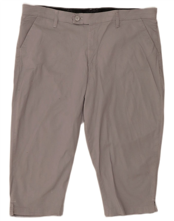 LEE kvinders ryttere højtaljede bermudashorts US 16 2XL W38 grå bomuld